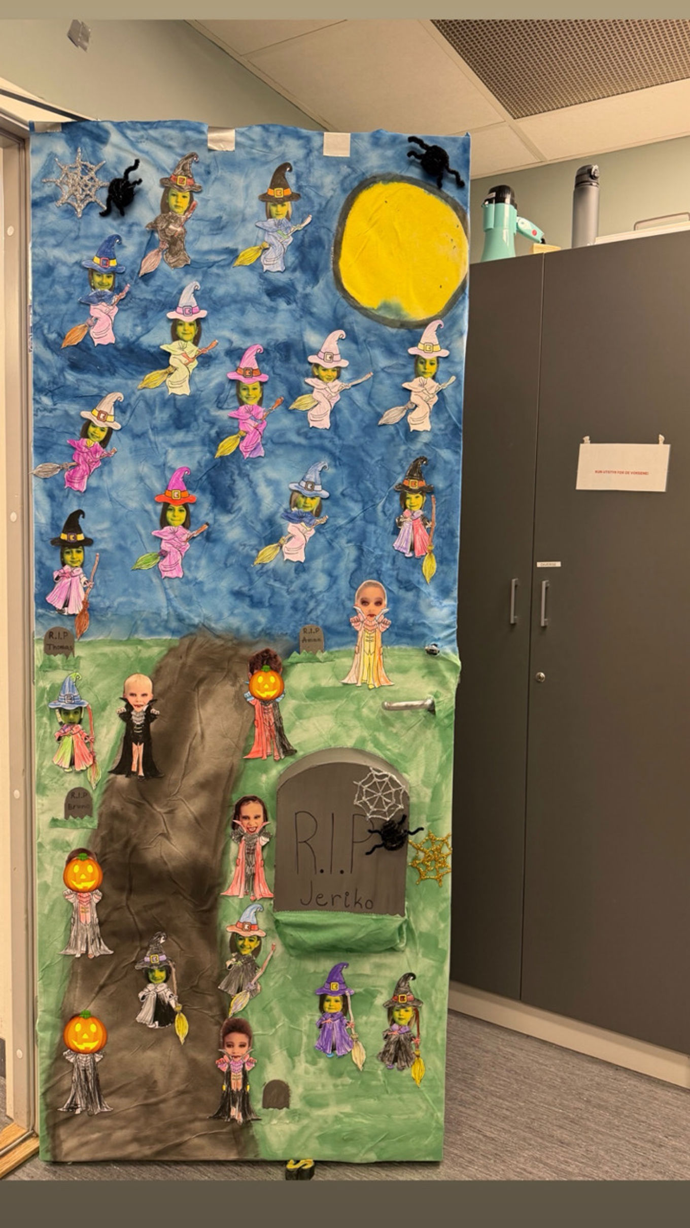 a child's drawing on a wall