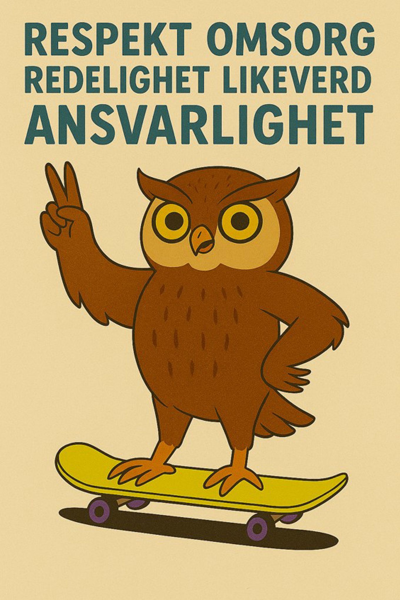 et bokomslag med en fugl på et skateboard